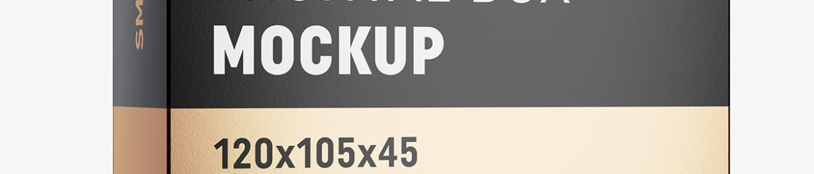 Box mockup / 120x105x45 mm / white - metallic - kraft
