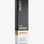 Box mockup / 40x180x30 mm / white - metallic - kraft