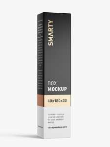 Box mockup / 40x180x30 mm / white - metallic - kraft