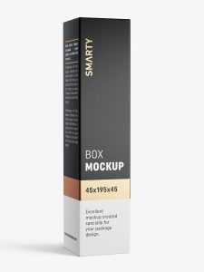 Box mockup / 45x195x45 mm / white - metallic - kraft