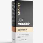 Box mockup / 50x115x35 mm / white - metallic - kraft