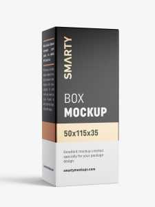 Box mockup / 50x115x35 mm / white - metallic - kraft