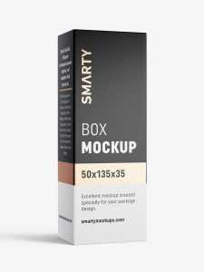 Box mockup / 50x135x35 mm / white - metallic - kraft