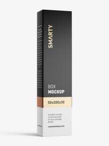 Box mockup / 50x200x30 mm / white - metallic - kraft