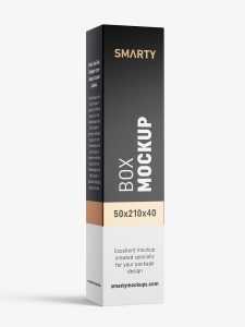 Box mockup / 50x210x40 mm / white - metallic - kraft