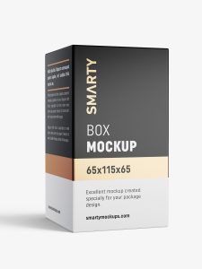 Box mockup / 65x115x65 mm / white - metallic - kraft