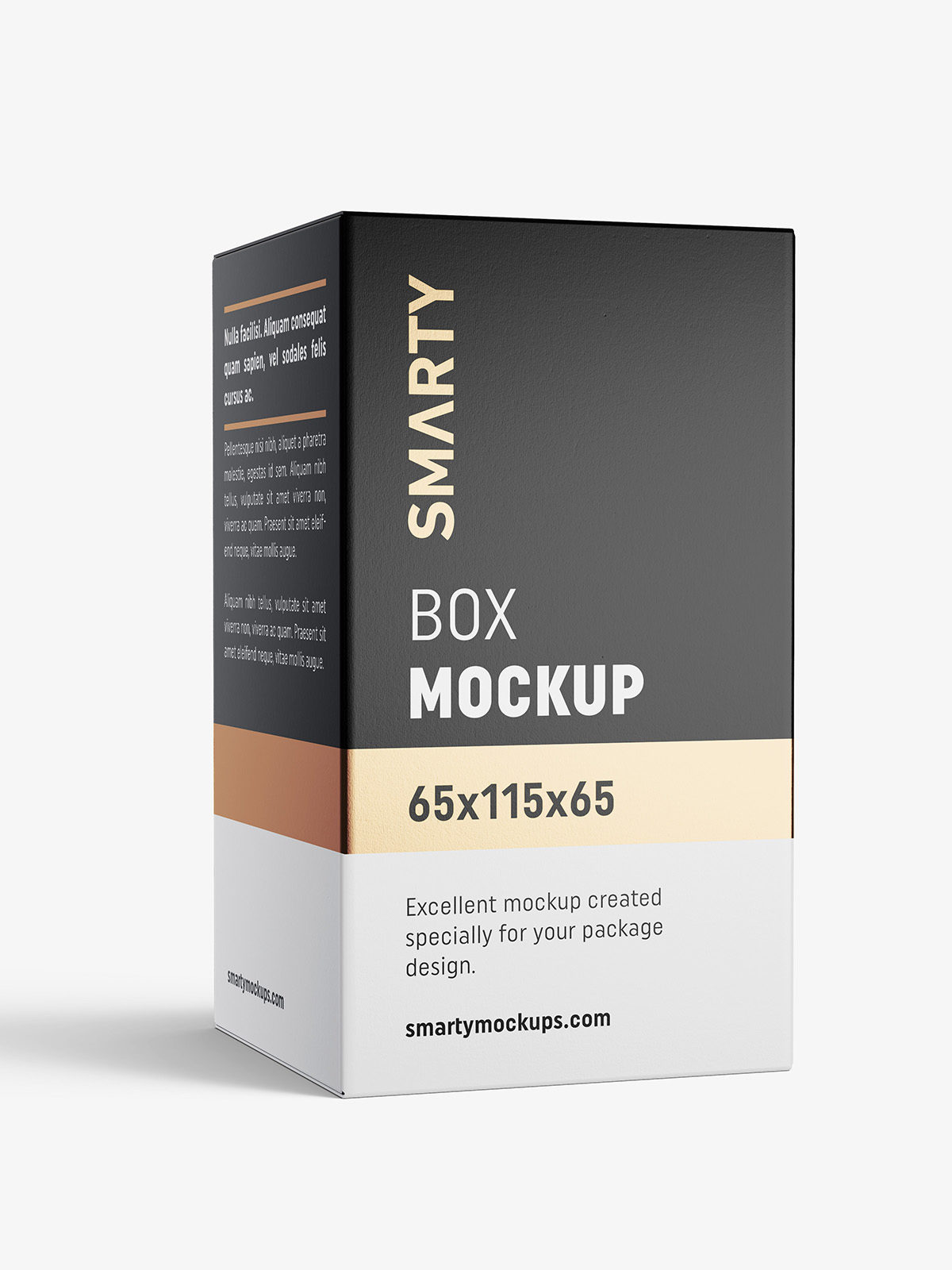Box mockup / 65x115x65 mm / white - metallic - kraft