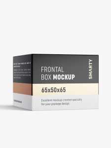 Box mockup / 65x50x65 mm / white - metallic - kraft