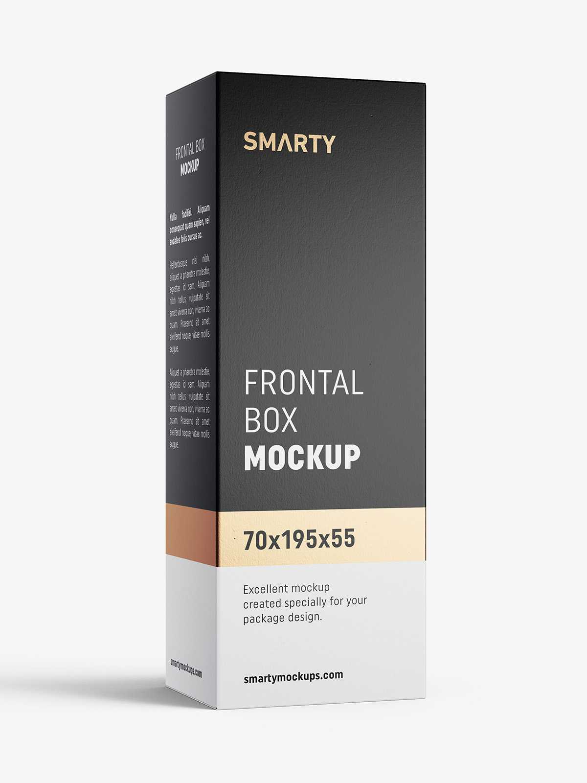 Box mockup / 70x195x55 mm / white - metallic - kraft