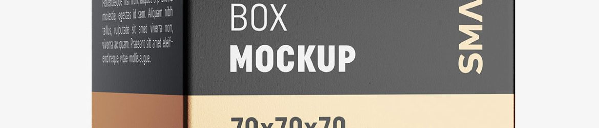 Box mockup / 70x70x70 mm / white - metallic - kraft