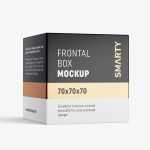 Box mockup / 70x70x70 mm / white - metallic - kraft