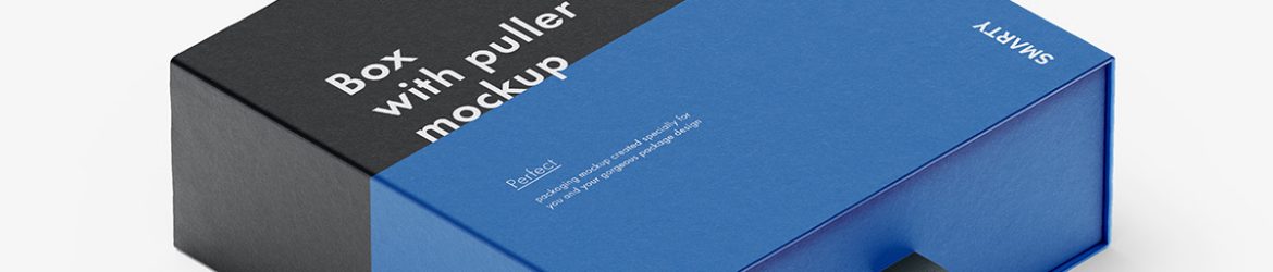 Box with puller mockup / 120x120x40 mm