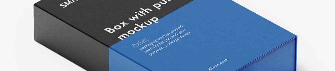 Box with puller mockup / 130x200x40 mm