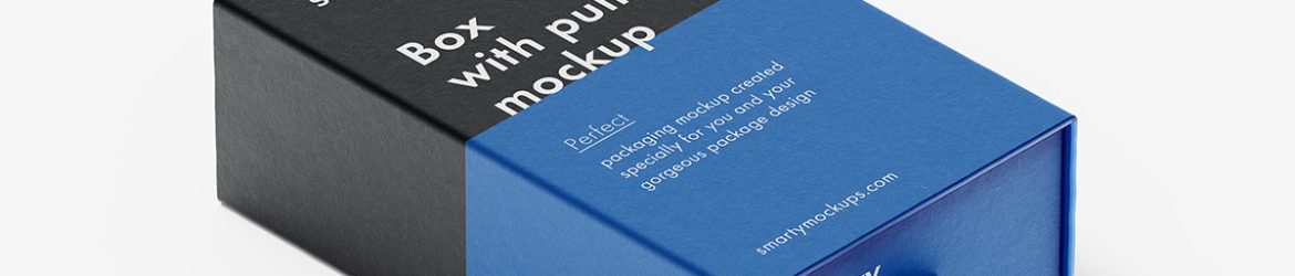 Box with puller mockup / 55x90x30 mm
