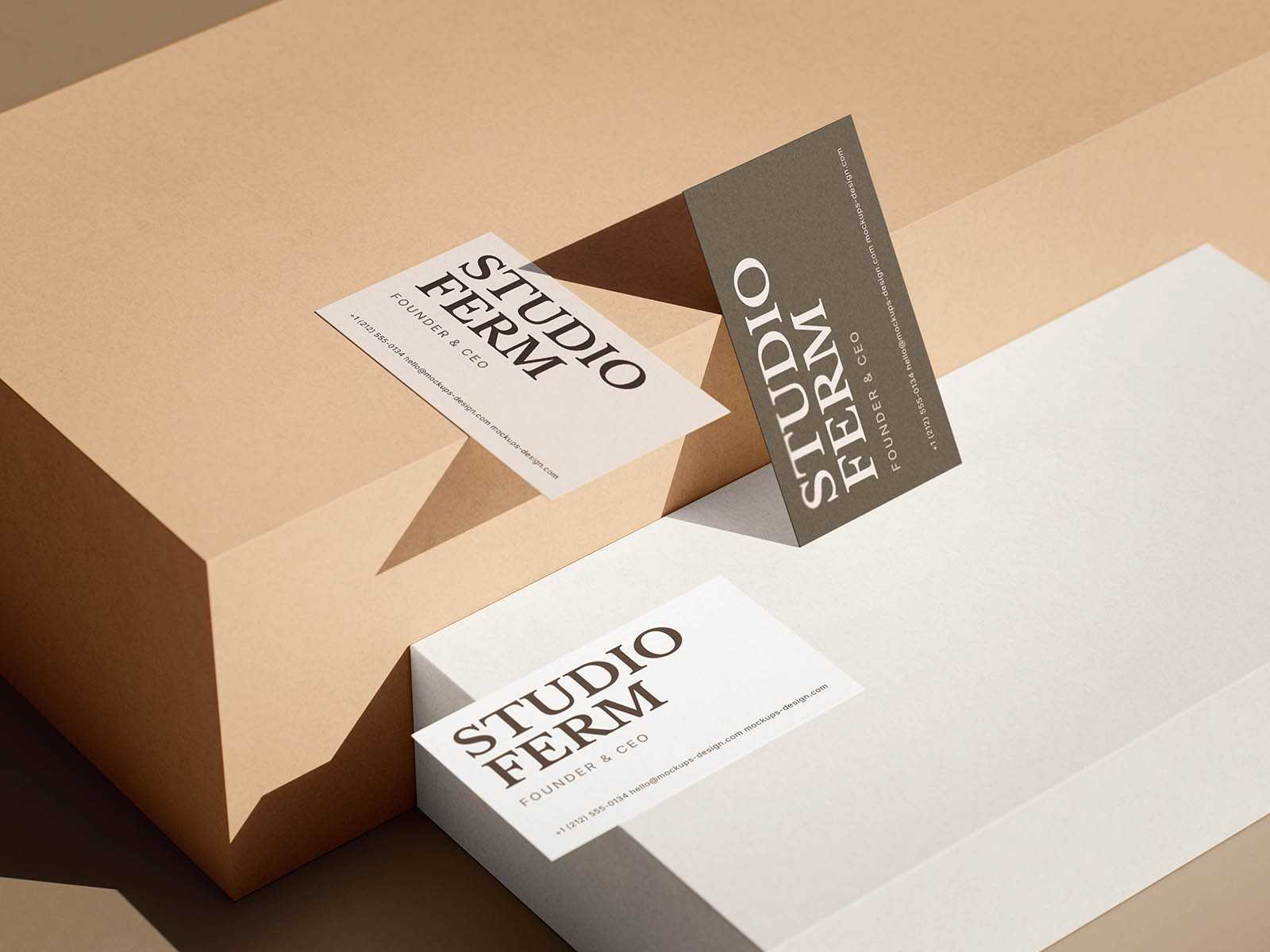 Boxed business card mockup