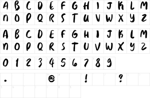 Mapa de caracteres da fonte Breakfast Crew Font