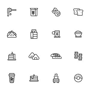 Breakfast Line Icons (AI, EPS, SVG)