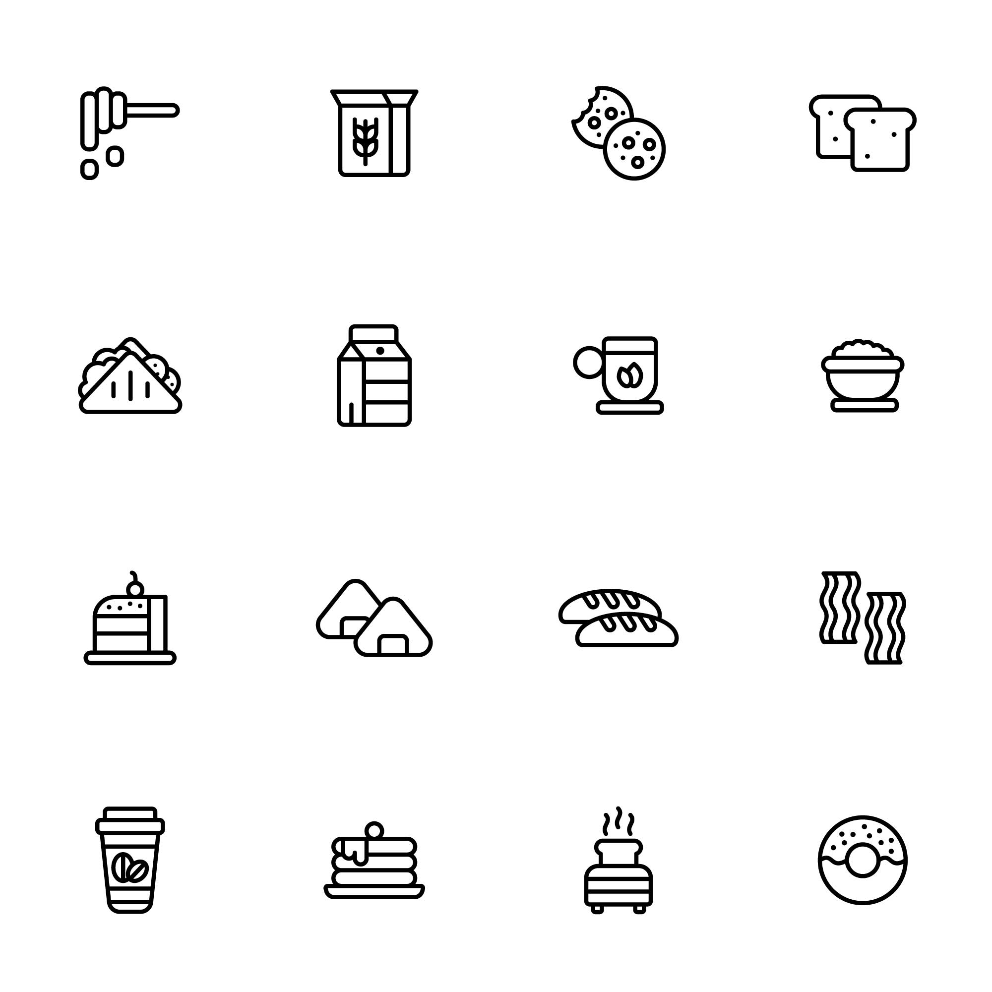 Breakfast Line Icons (AI, EPS, SVG)