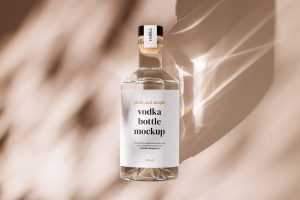 Bright vodka bottle mockup