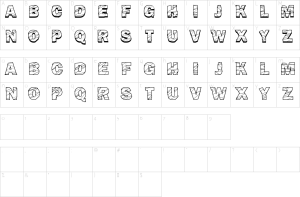 Mapa de caracteres da fonte Broken Fluid Font | 1001 Free Fonts