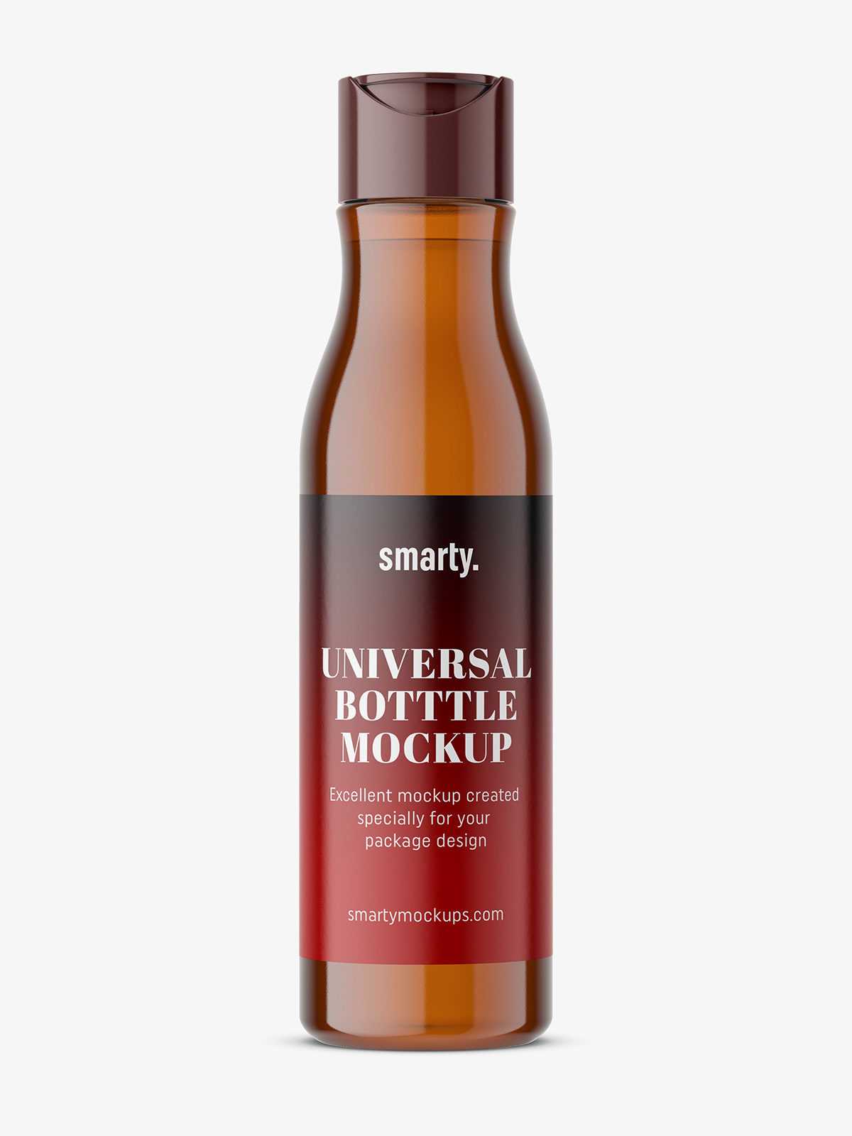 Brown curved bottle mockup