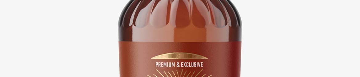 Brown vodka bottle mockup