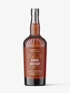 Brown vodka bottle mockup