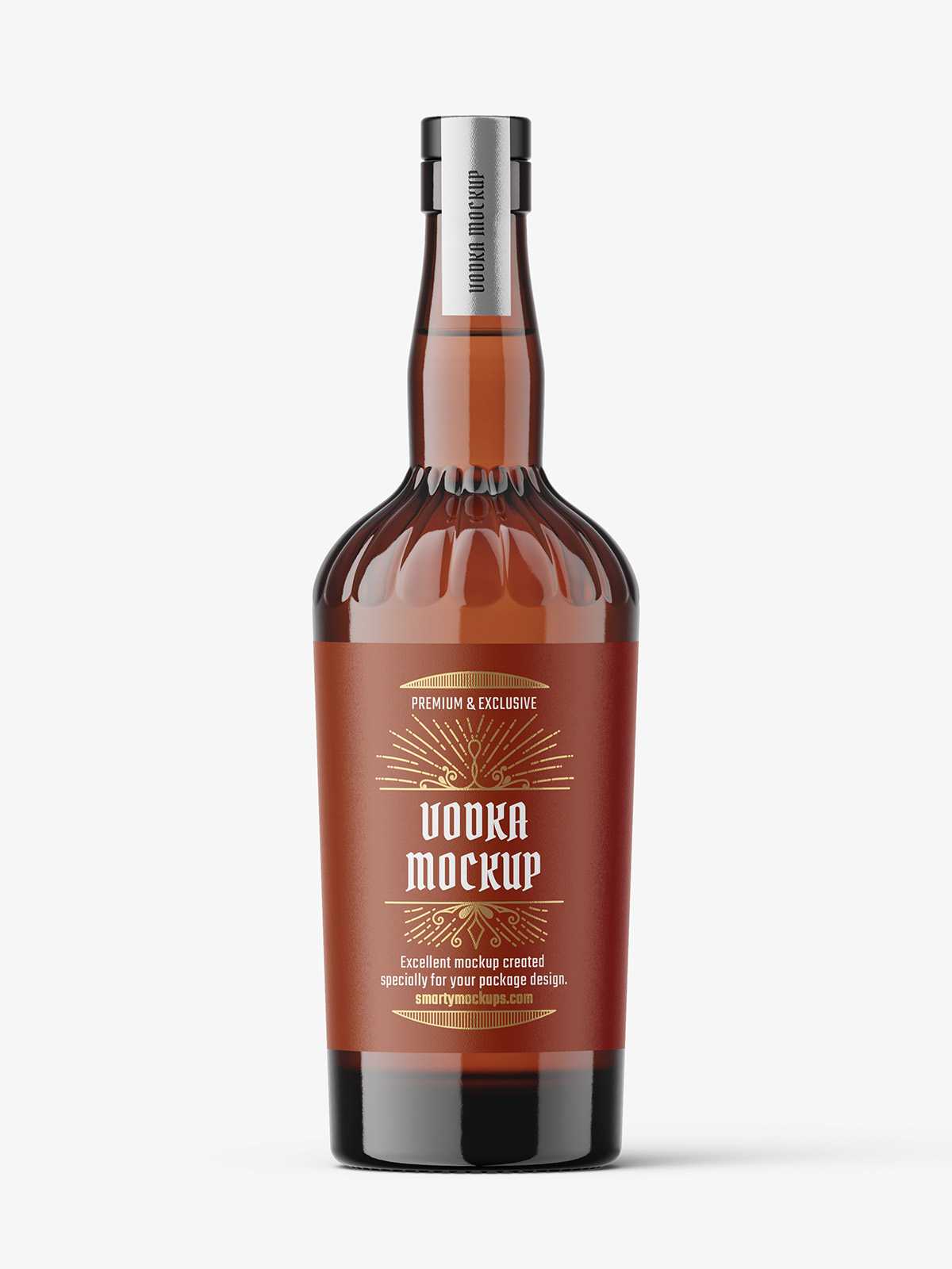 Brown vodka bottle mockup