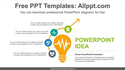Bulb ascending arrow PowerPoint Diagram Template