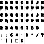 Mapa de caracteres da fonte Bumbazoid Font