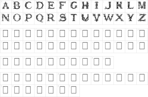Mapa de caracteres da fonte Burgoyne Font