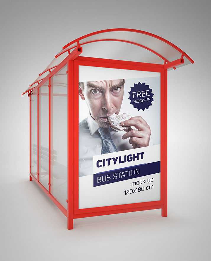 Bus station citylight mockup