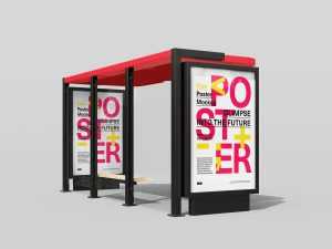 Bus stop with citylight mockup