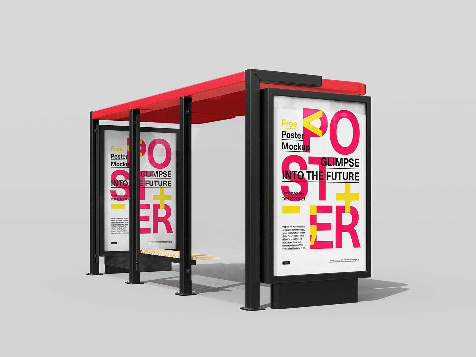 Bus stop with citylight mockup