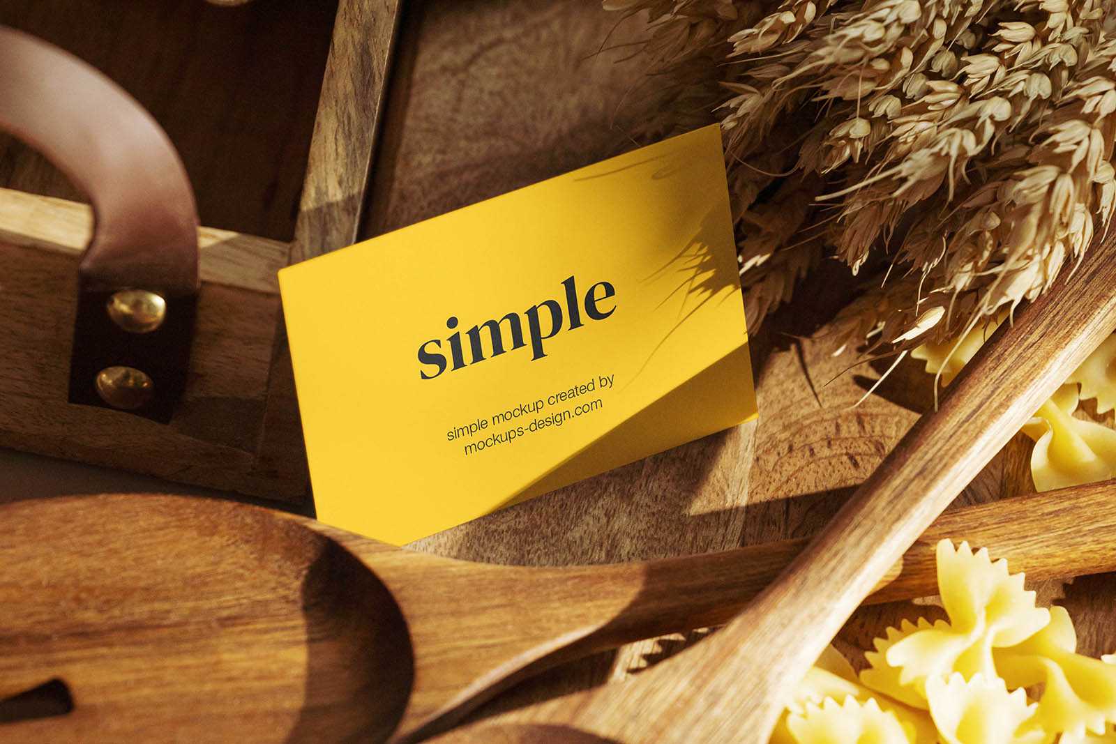 Business card in the kitchen mockup