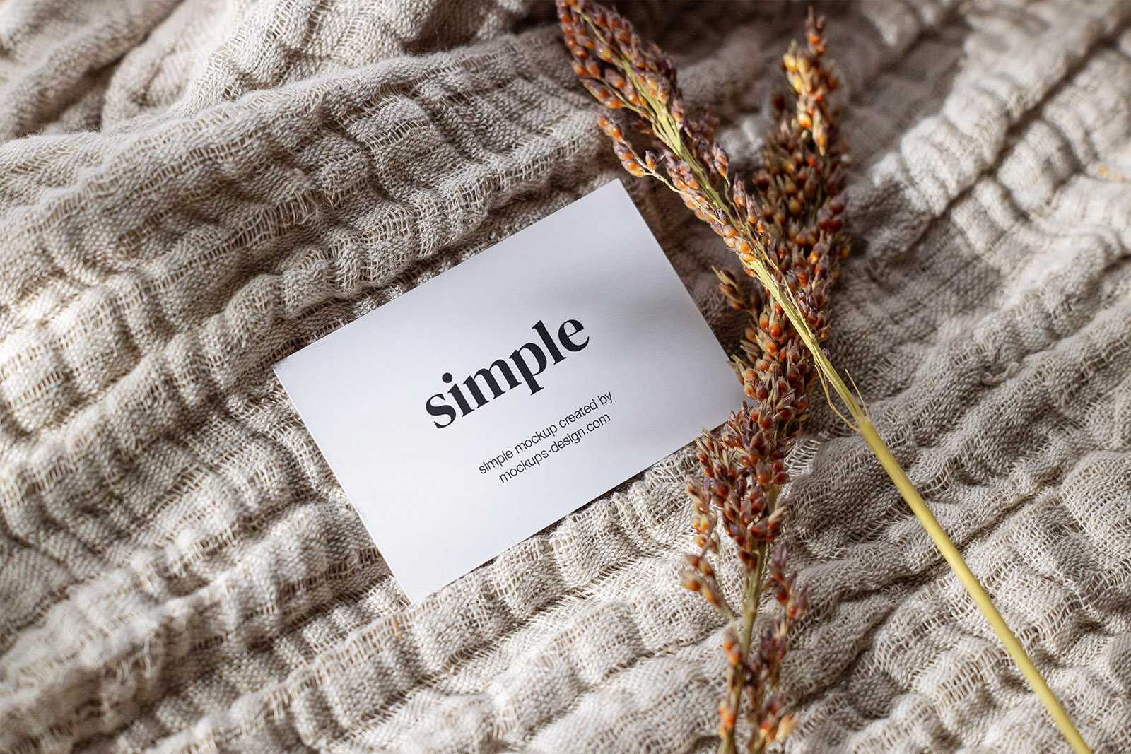 Business card on blanket mockup