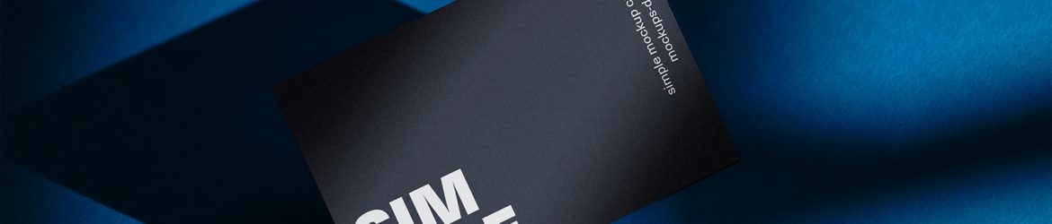 Business card on blue background mockup