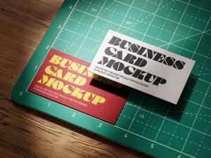 Business card on cutting matt mockup