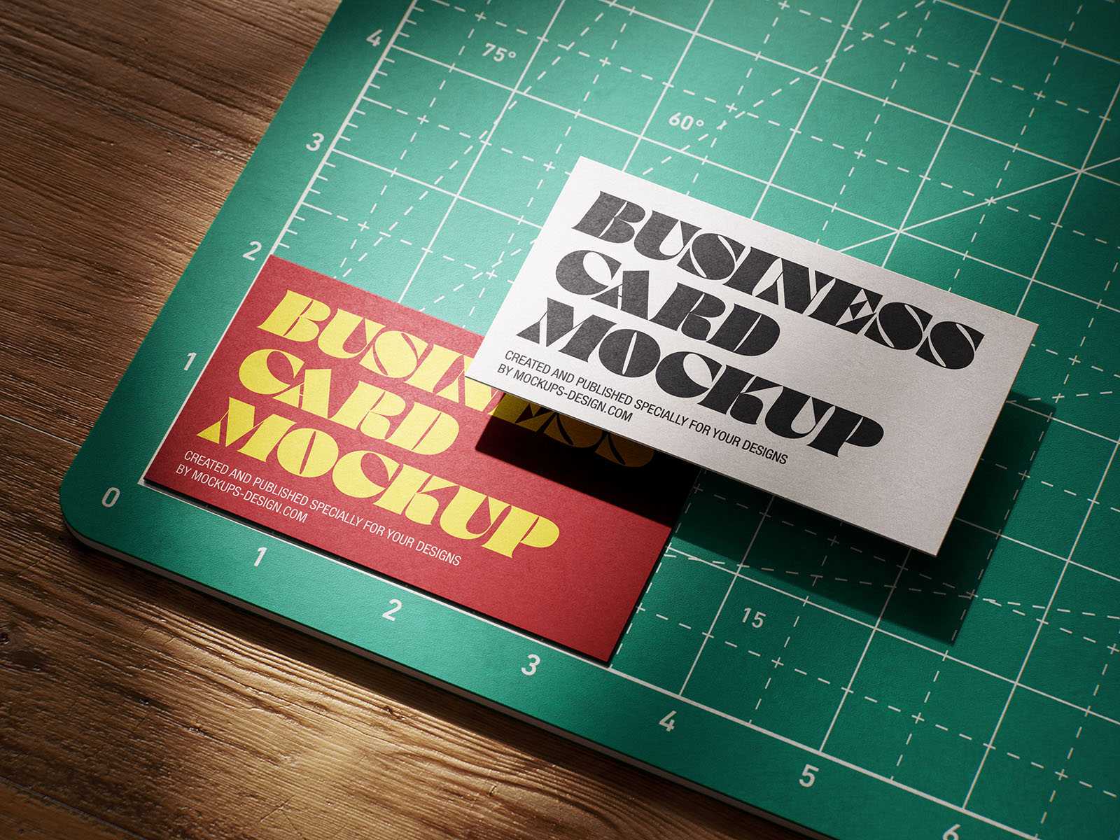 Business card on cutting matt mockup