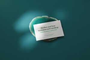 Business card on green agate mockup - Instant Download