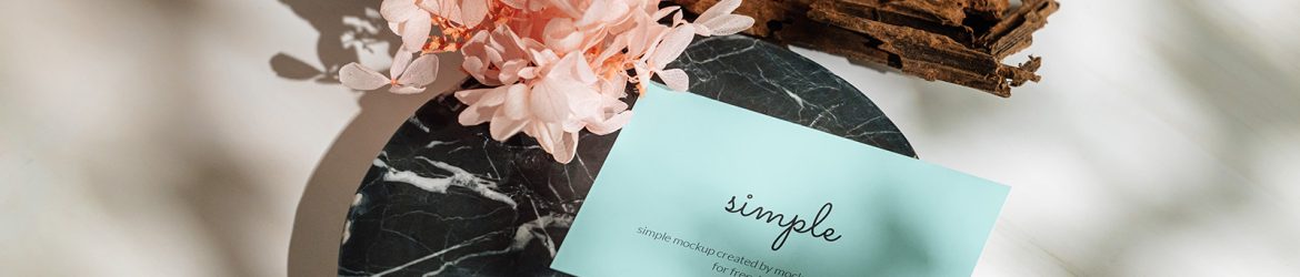 Business card on marble tile mockup