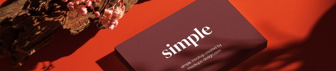 Business card on red background mockup
