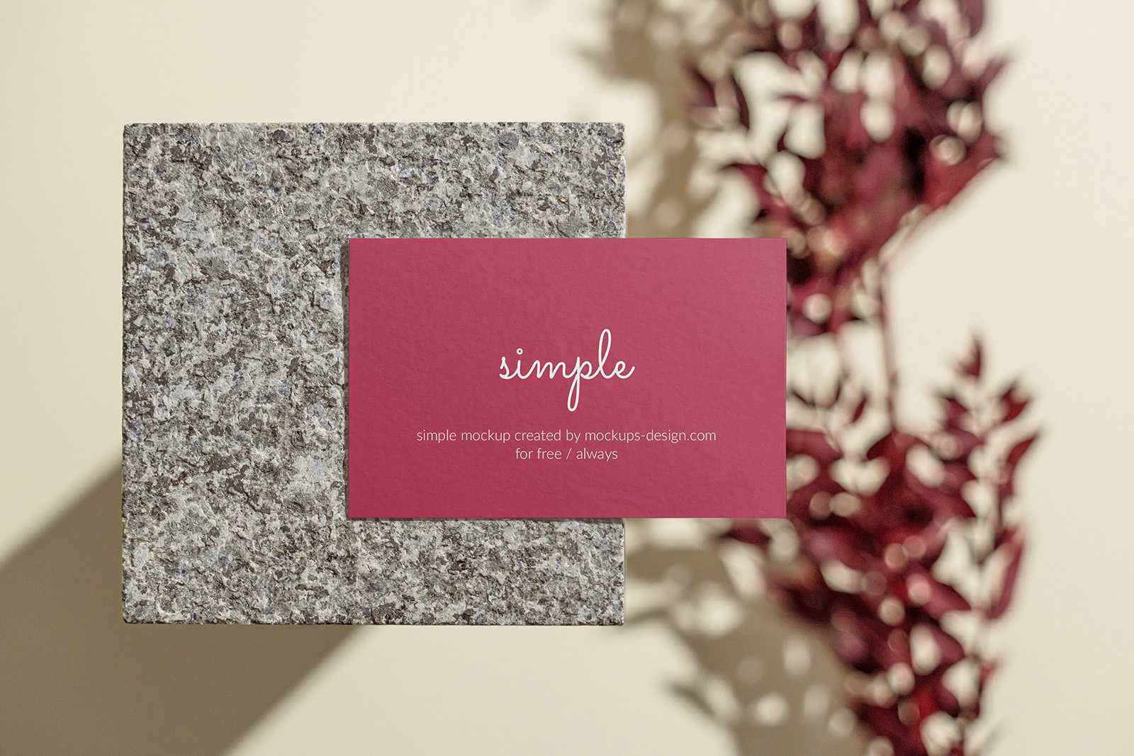 Business card on stone mockup