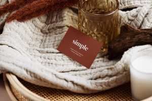 Business card on the blanket mockup