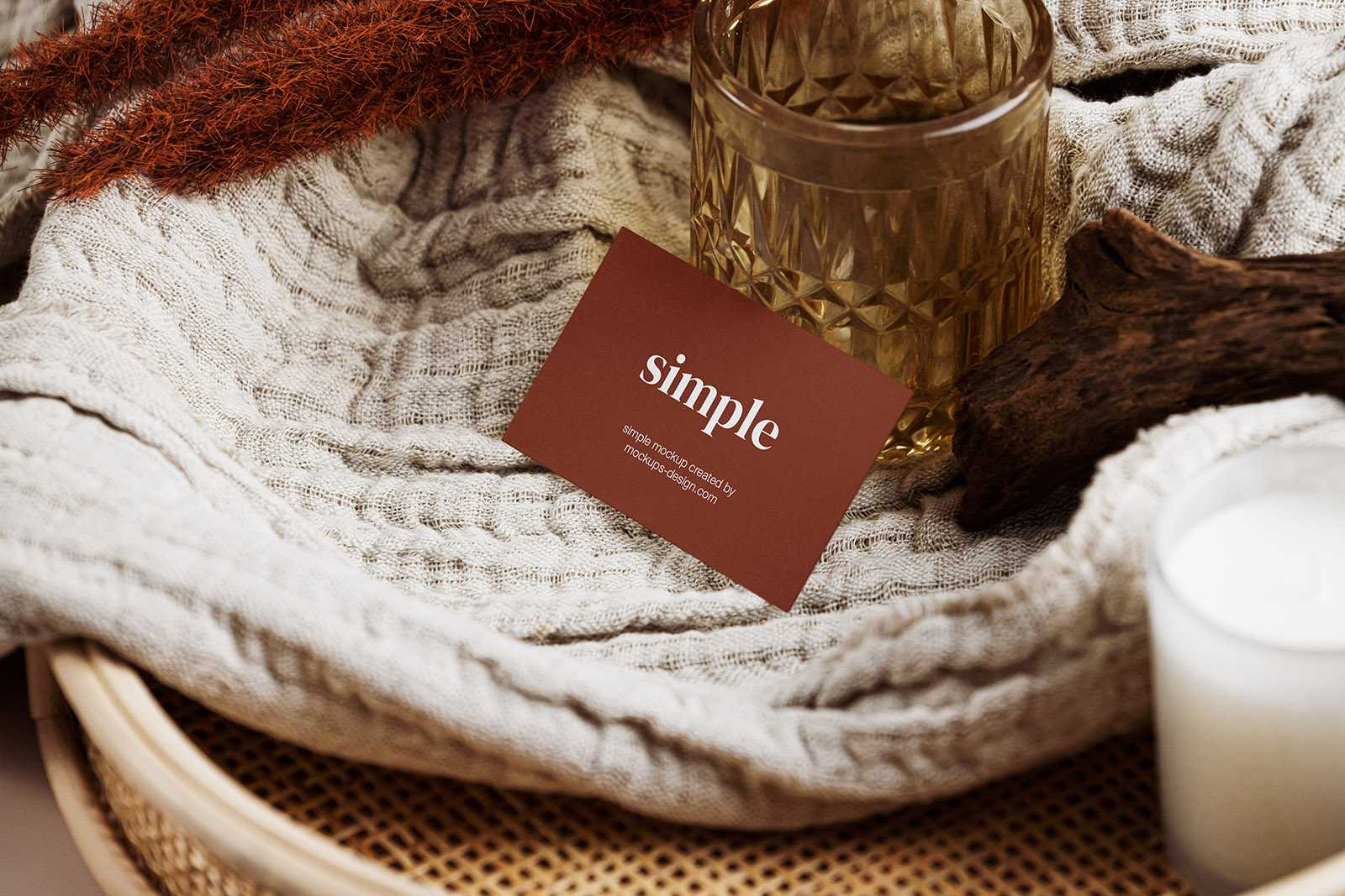 Business card on the blanket mockup
