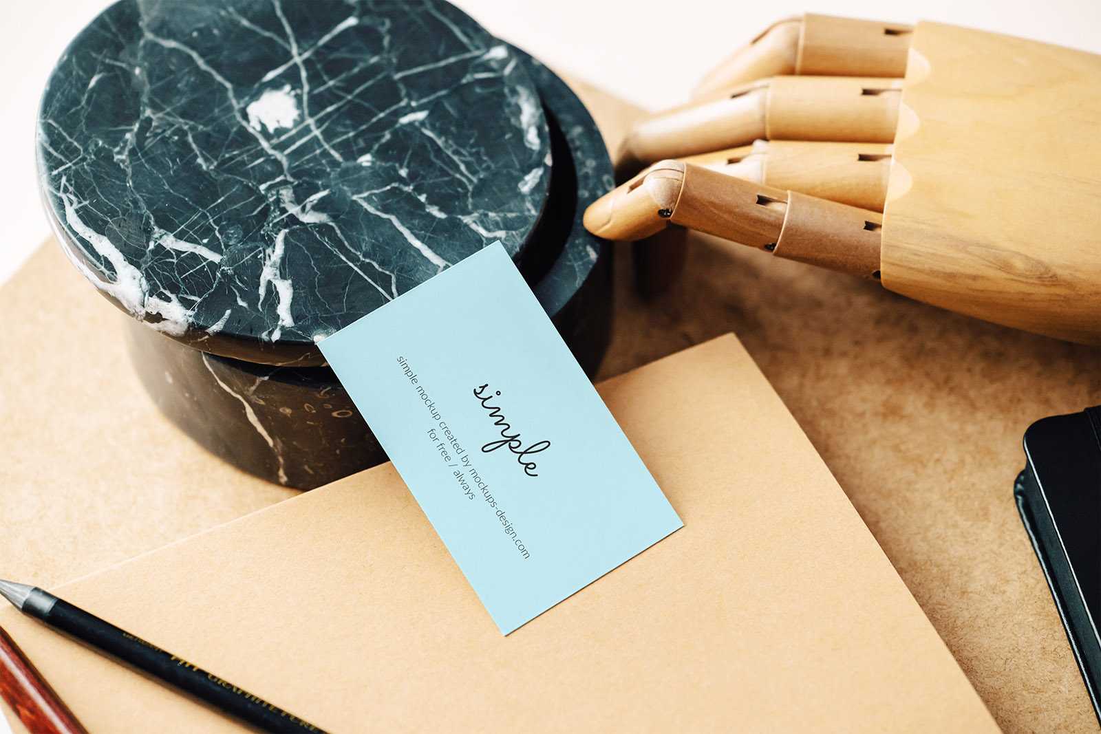 Business card on the notepad