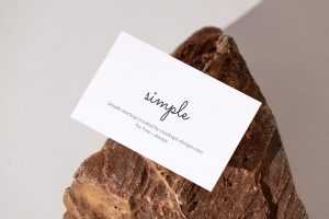 Business card on the rock mockup