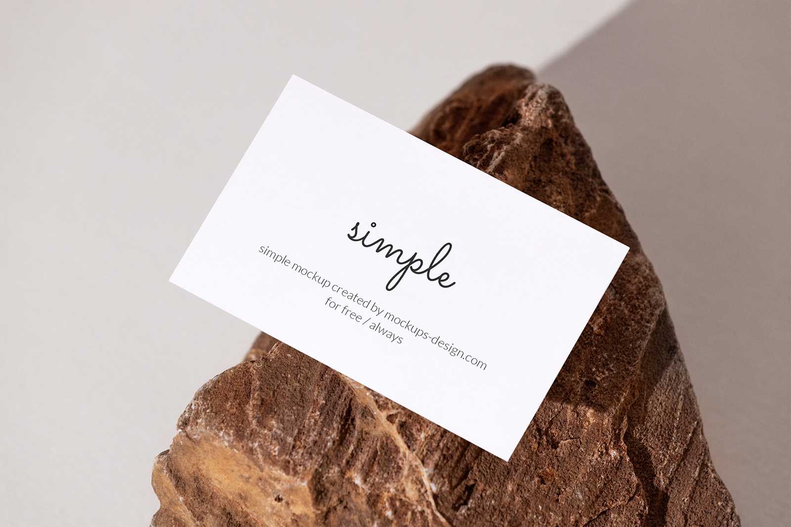 Business card on the rock mockup