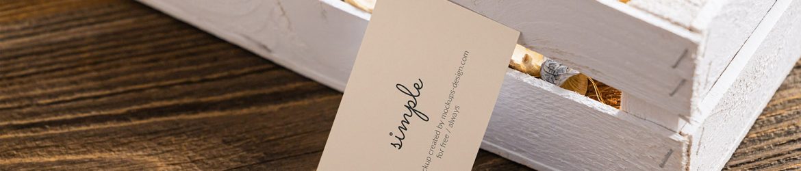 Business card on wooden crate mockup