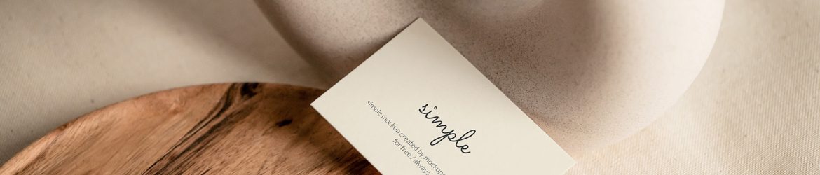 Business card on wooden tray mockup